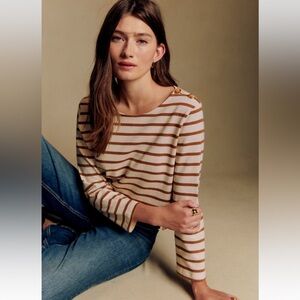 Sezane Colette Mariniere Ecru/Camel size S